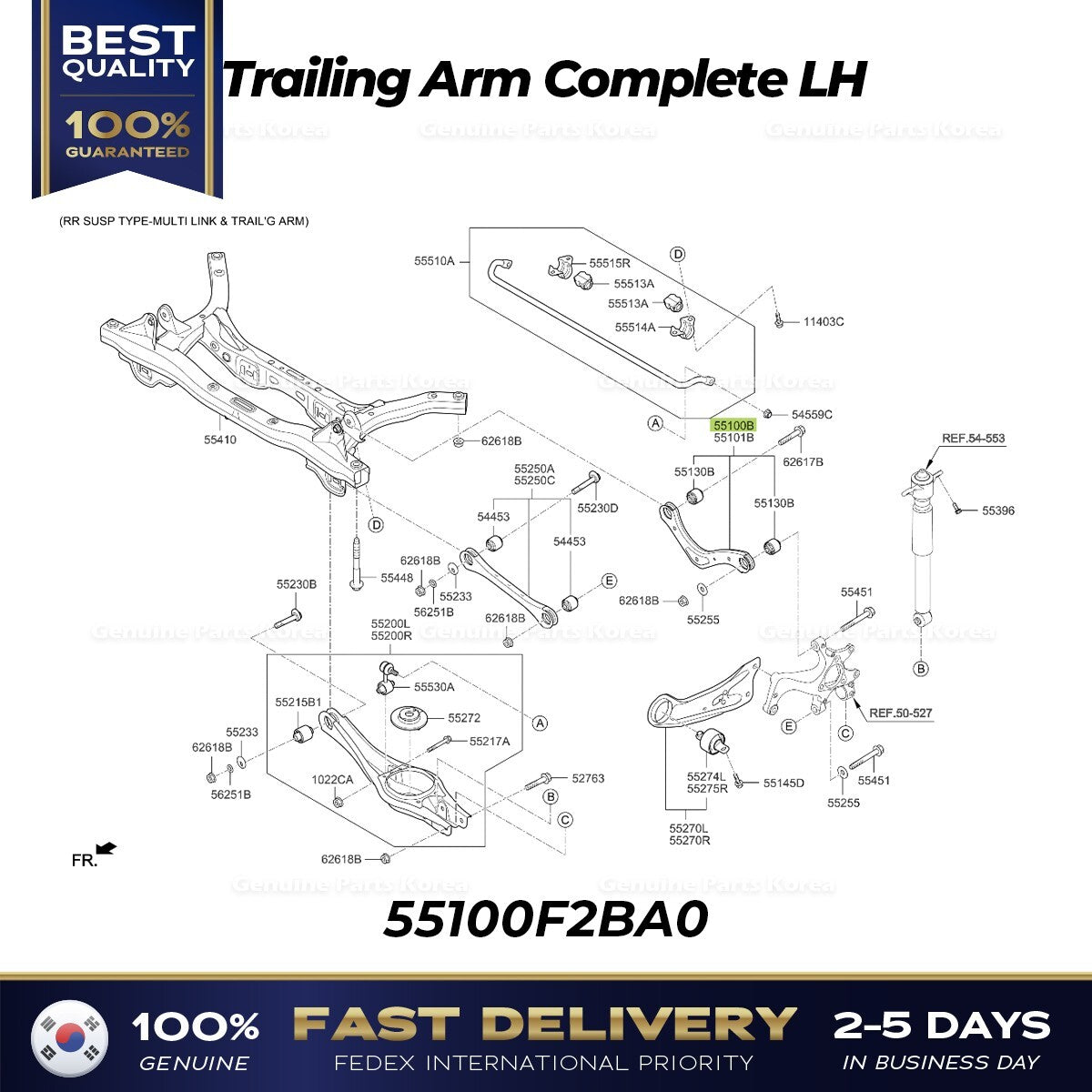Genuine  Trailing Arm Complete LH 55100F2BA0 for Hyundai Elantra Kia Forte