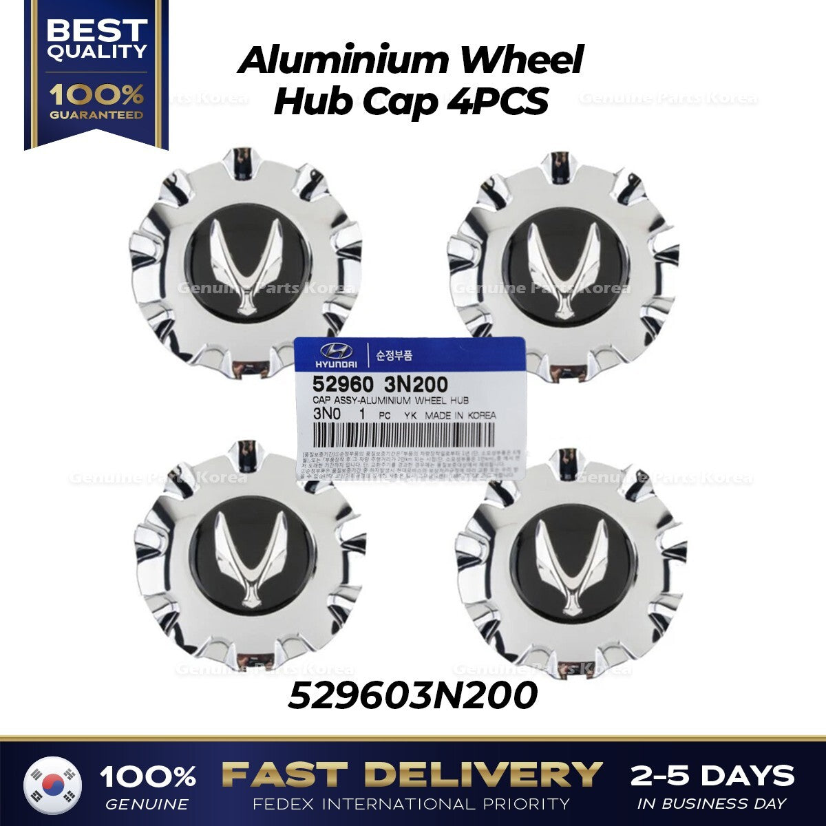 Genuine Aluminium Wheel Hub Cap 4PCS 529603N200 for Hyundai Equus