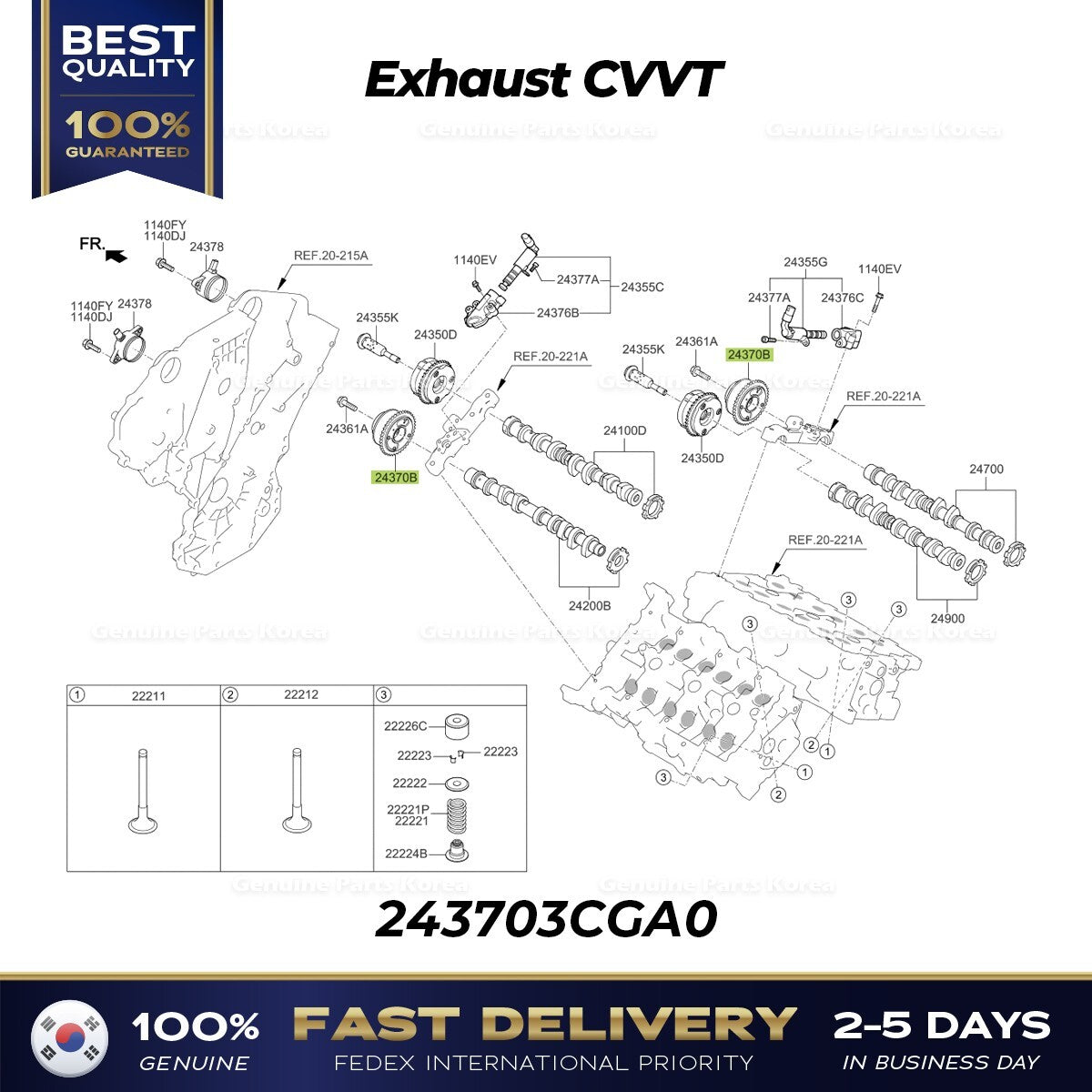 Genuine Exhaust CVVT 243703CGA0 for Hyundai Genesis Kia