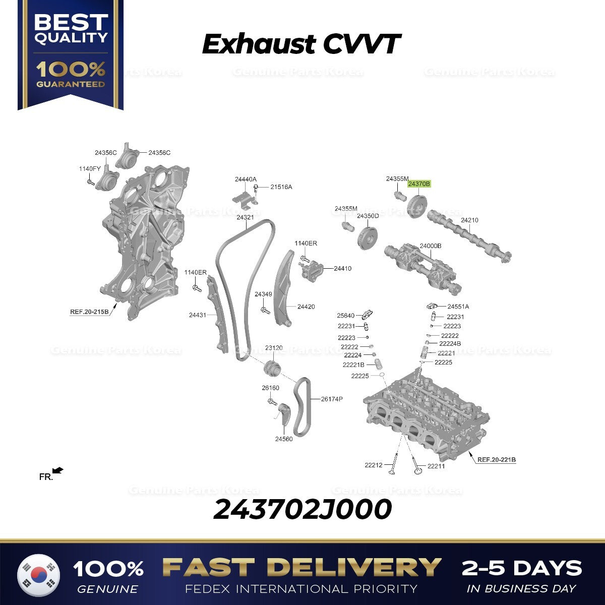 Genuine Exhaust CVVT 243702J000 for Hyundai Elantra Kona
