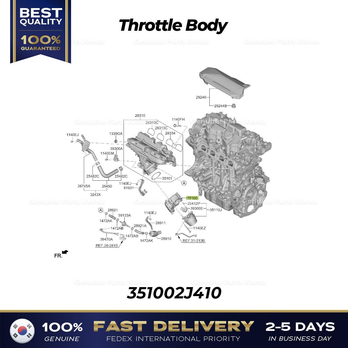 Genuine Throttle Body 351002J410 for Hyundai Elantra Kona