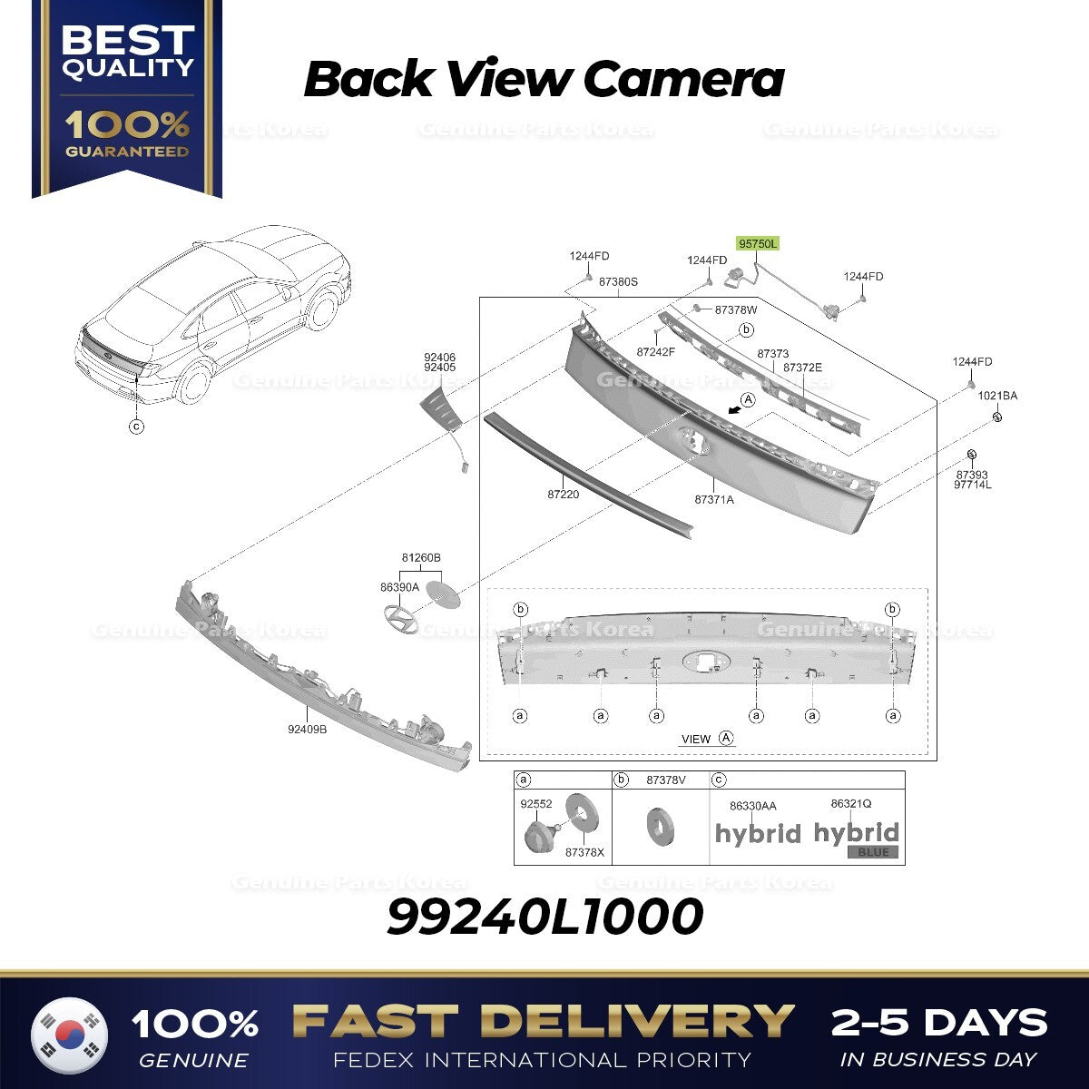 Genuine Back View Camera 99240L1000 for Hyundai Sonata