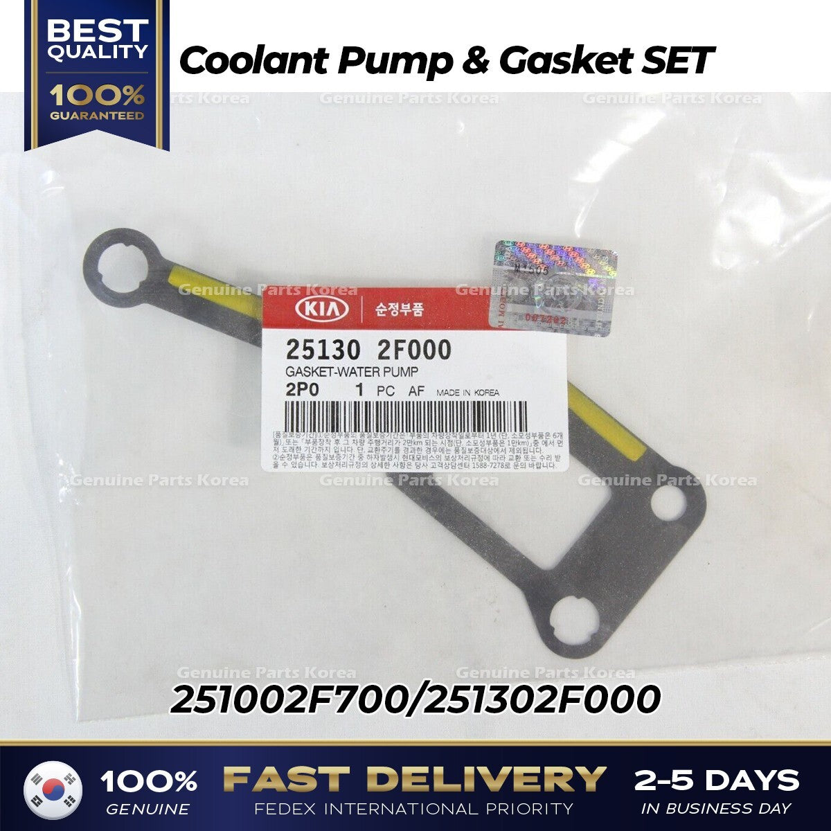 Genuine Coolant Pump & Gasket SET 251002F700 for Hyundai Santa Fe Tuscon