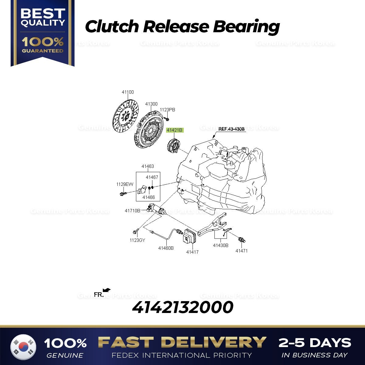 Genuine Clutch Release Bearing 4142132000 for Hyundai Accent Kia Forte Rio