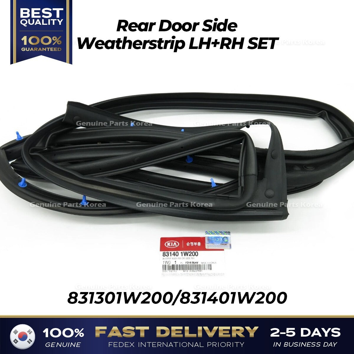 Genuine Rear Door Side Weatherstrip LH RH SET for Kia Rio