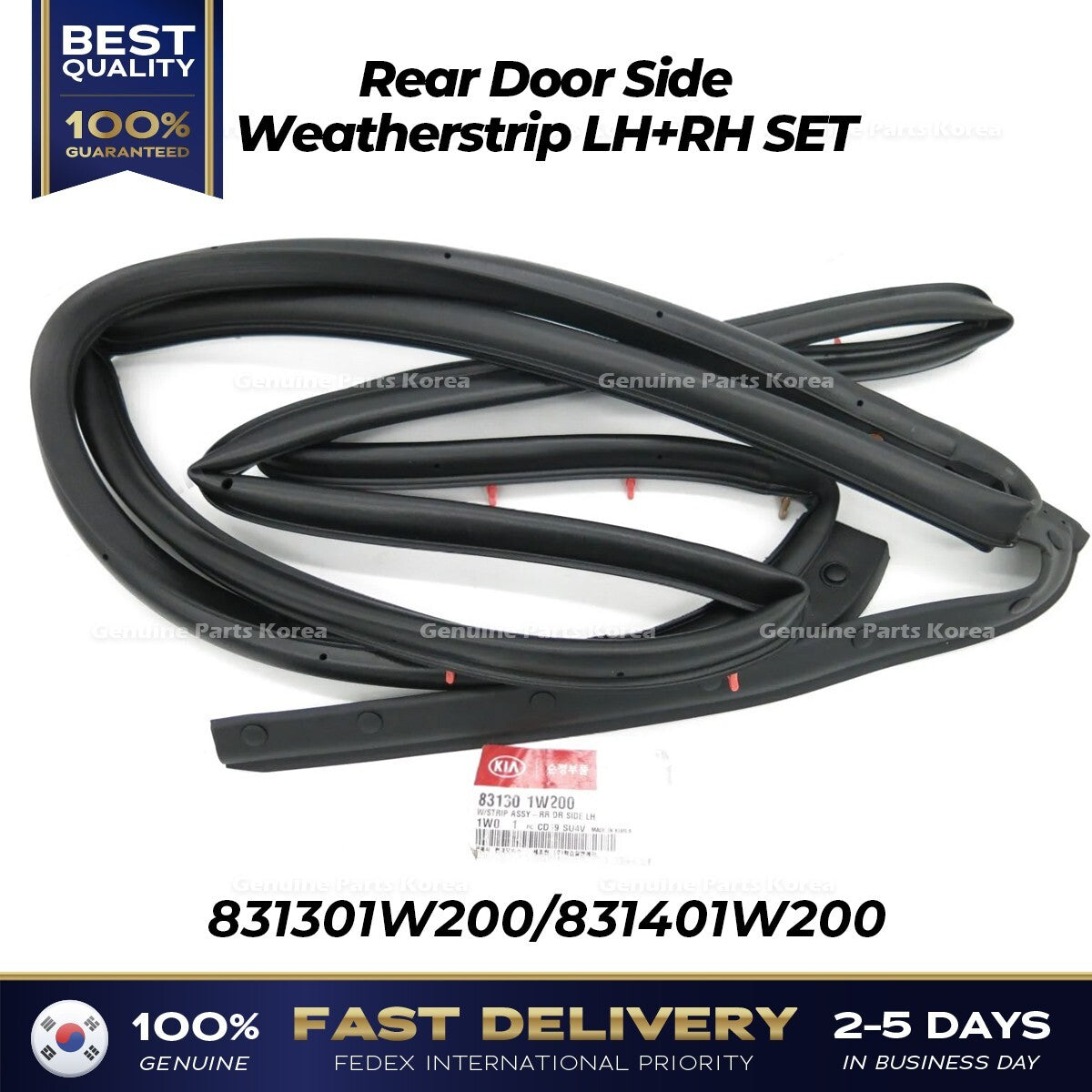 Genuine Rear Door Side Weatherstrip LH RH SET for Kia Rio