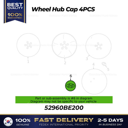 Genuine Wheel Hub Cap 4PCS 52960BE200 for Hyundai Elantra N