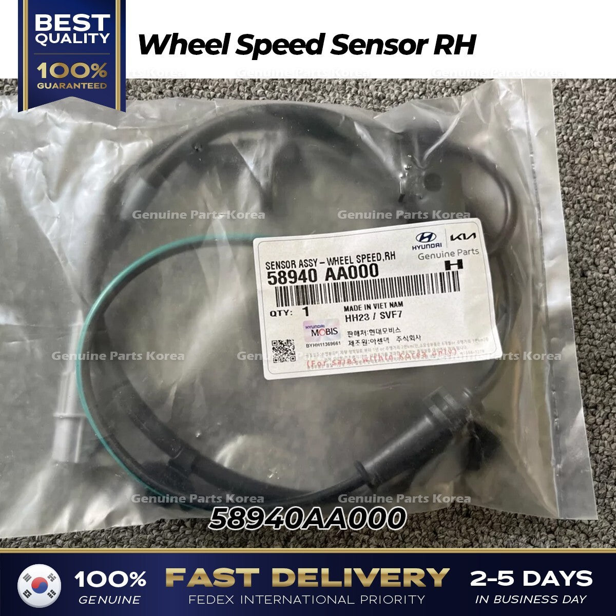 Genuine Wheel Speed Sensor RH 58940AA000 for Hyundai Elantra