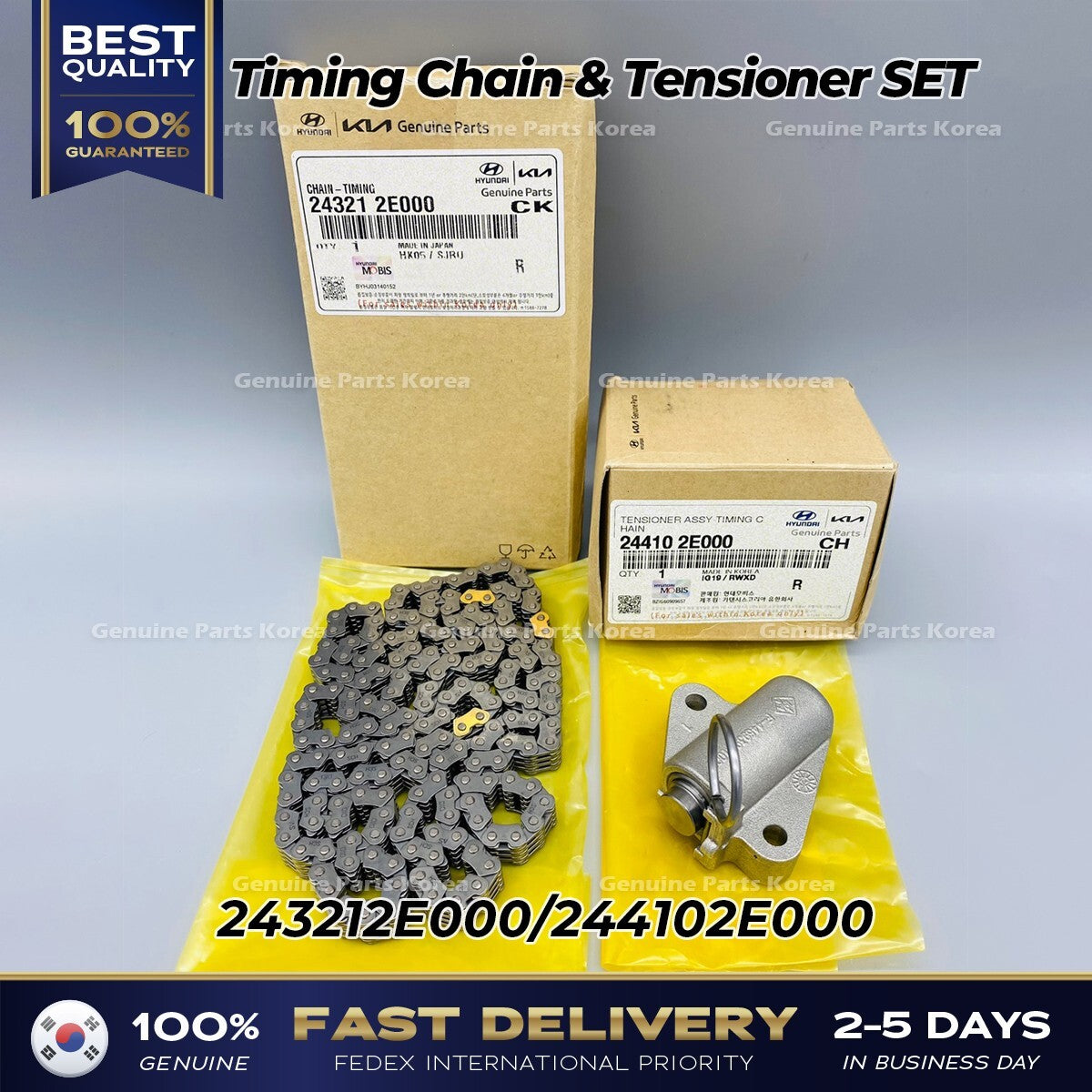 Genuine Timing Chain & Tensioner SET 243212E000 244102E000 for Hyundai Kia