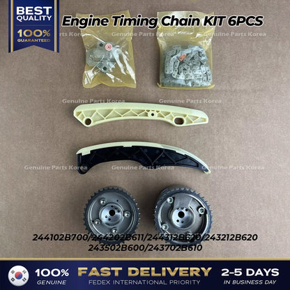 Genuine Engine Timing Chain KIT 6PCS for Hyundai Accent Veloster Kia Forte