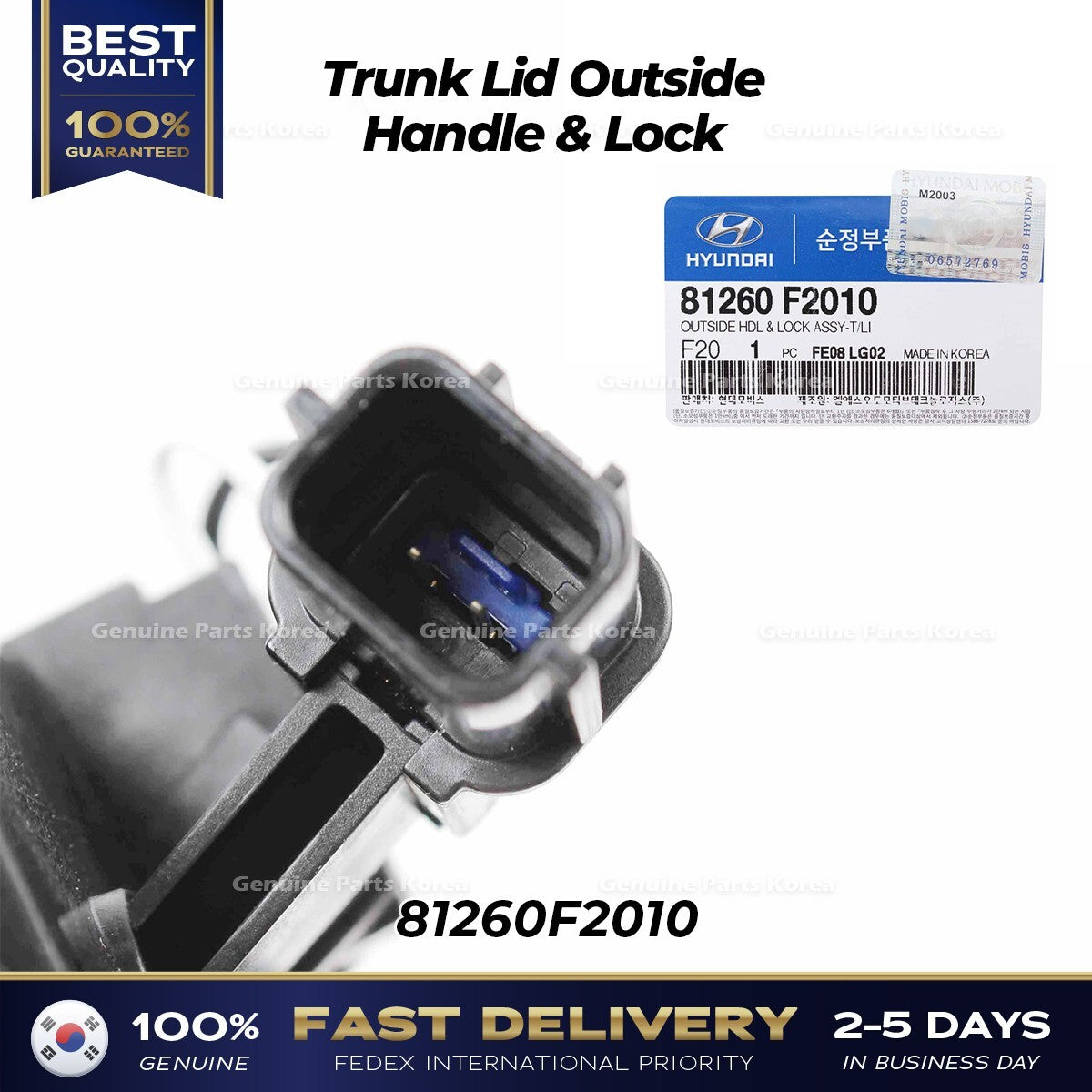 Genuine Trunk Lid Outside Handle & Lock 81260F2010 for Hyundai Elantra