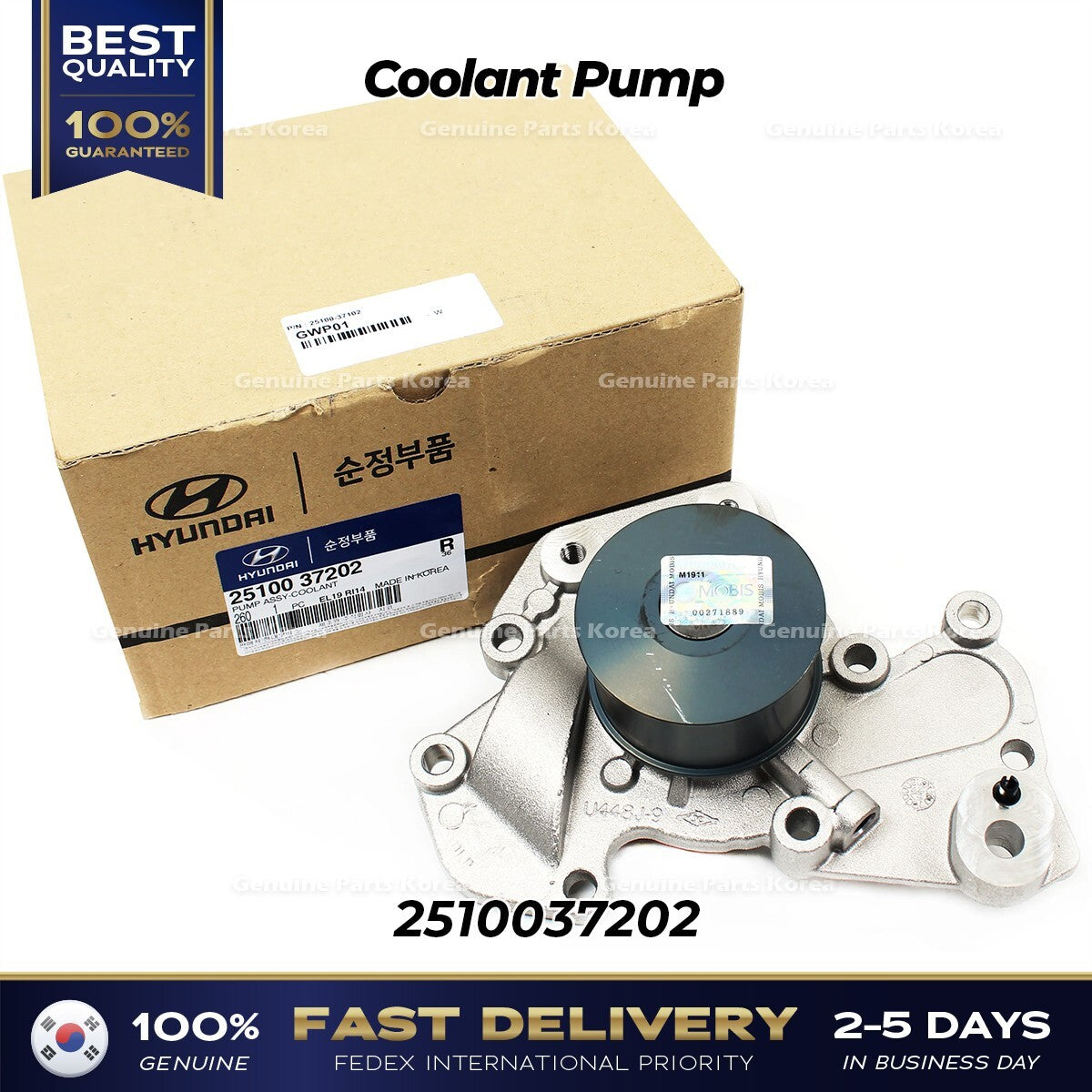 Genuine Coolant Pump 2510037202 for Hyundai Santa Fe Sonata Kia Optima
