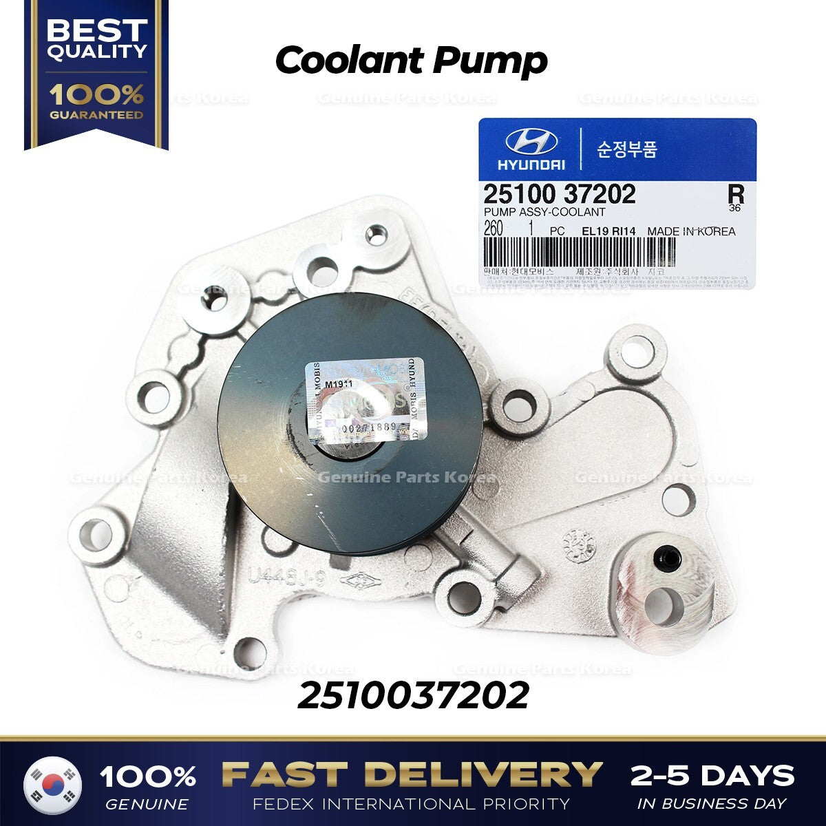 Genuine Coolant Pump 2510037202 for Hyundai Santa Fe Sonata Kia Optima