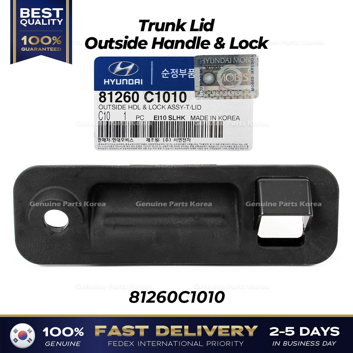 Genuine Trunk Lid Outside Handle & Lock 81260C1010 for Hyundai Sonata