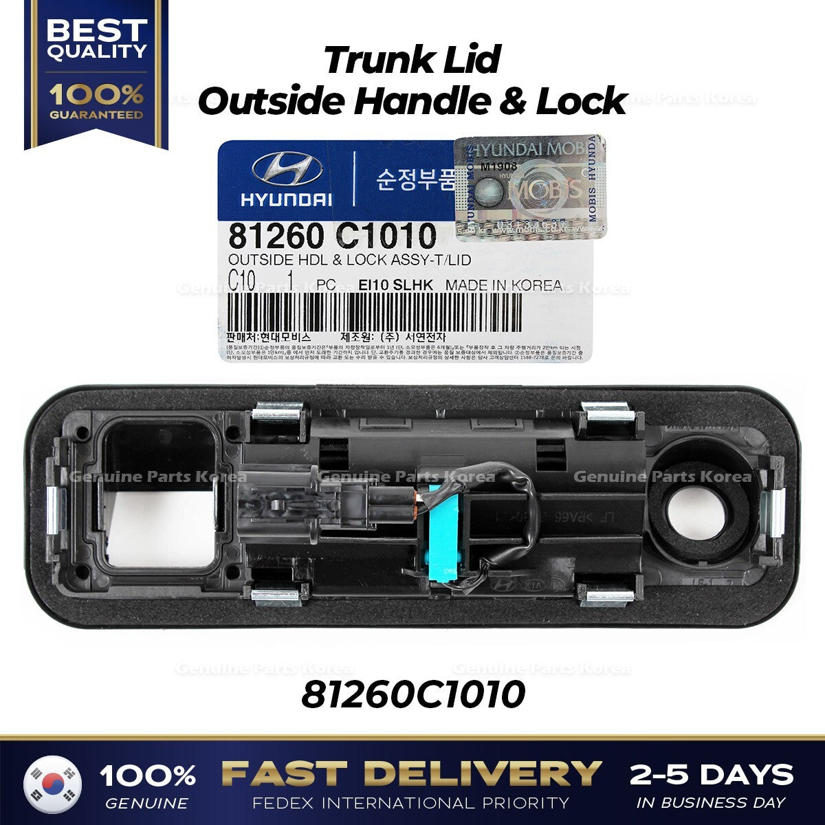 Genuine Trunk Lid Outside Handle & Lock 81260C1010 for Hyundai Sonata