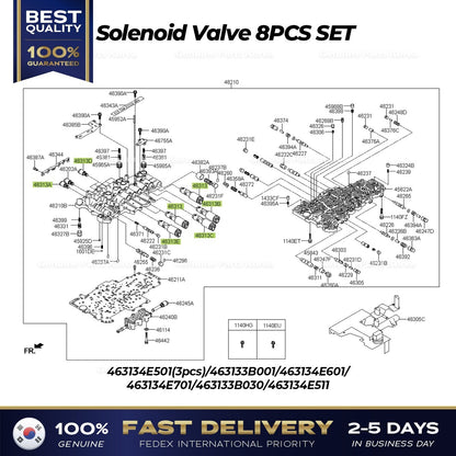 Genuine Solenoid Valve 8PCS SET for Hyundai Equus Genesis Genesis Coupe