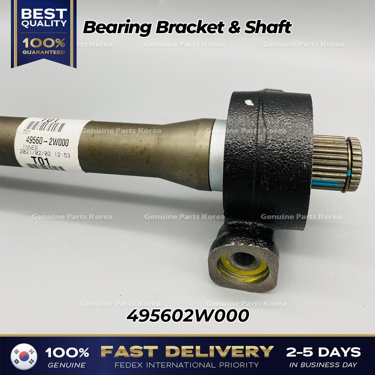 Genuine Bearing Bracket & Shaft 495602W000 for Hyundai Santa Fe Kia Sorento