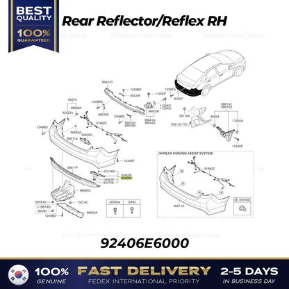 Genuine Rear Reflector/Reflex RH 92406E6000 for Hyundai Sonata Hybrid