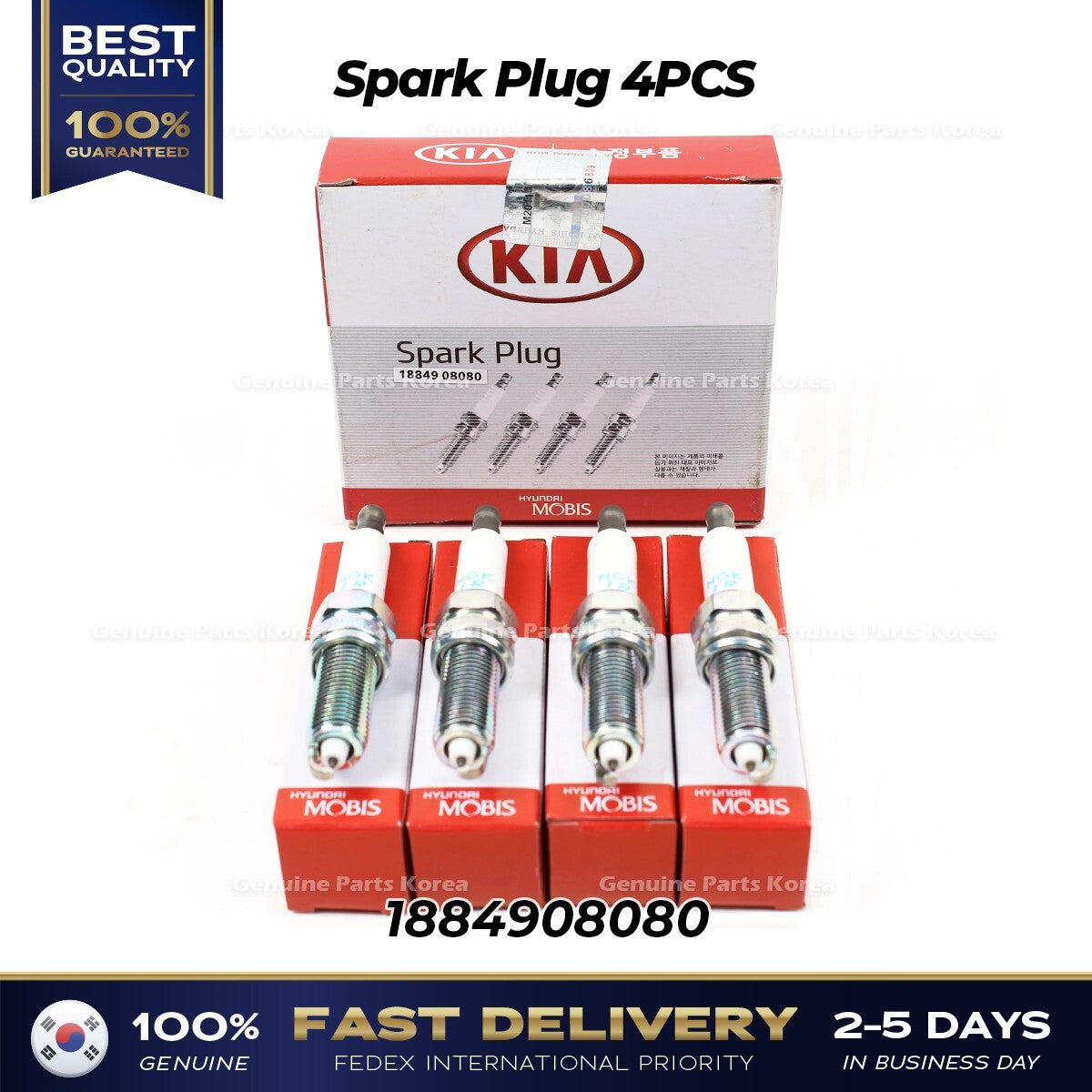 Genuine Spark Plug 4PCS 1884908080 for Hyundai Elantra Kia Forte
