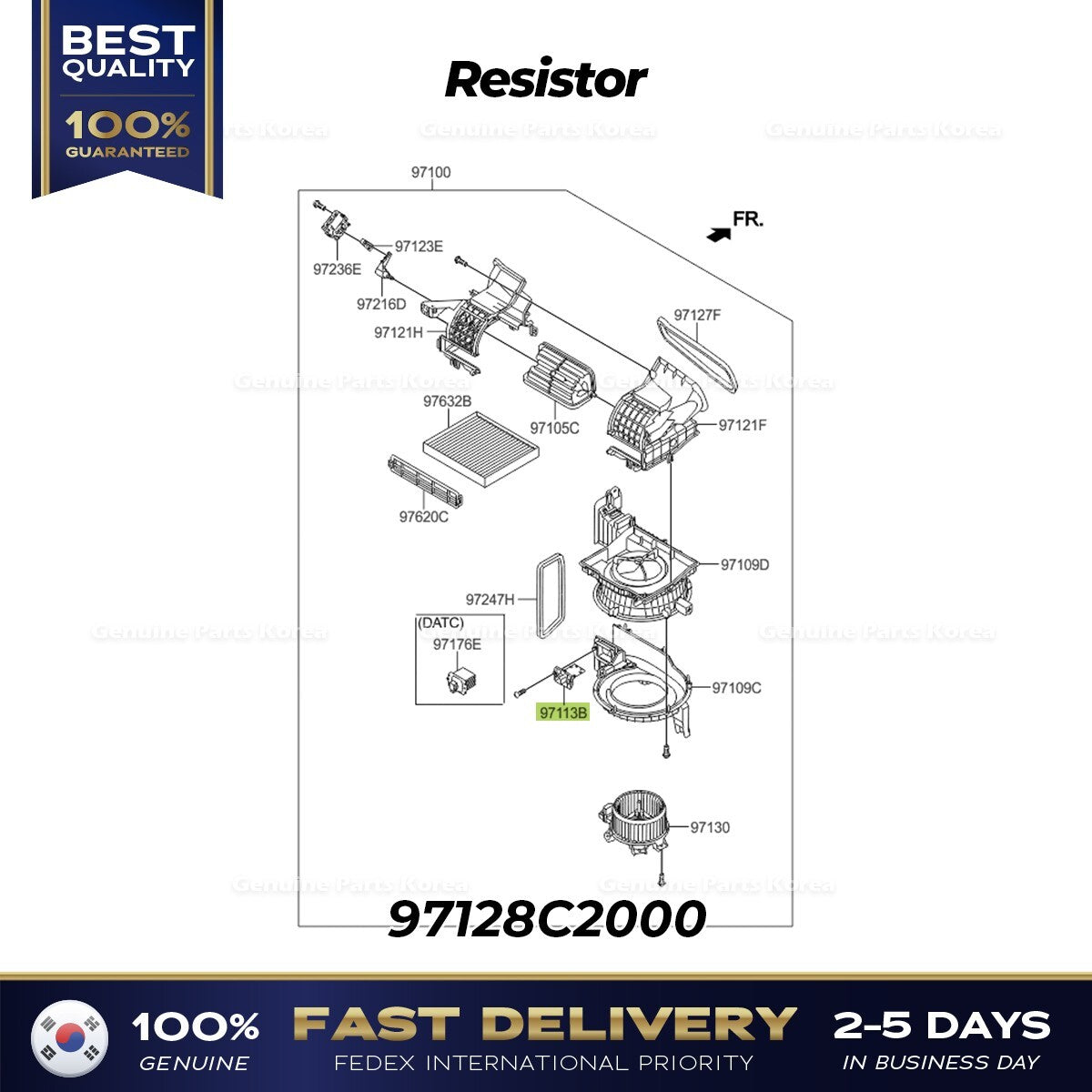 Genuine Resistor 97128C2000 for Hyundai Sonata