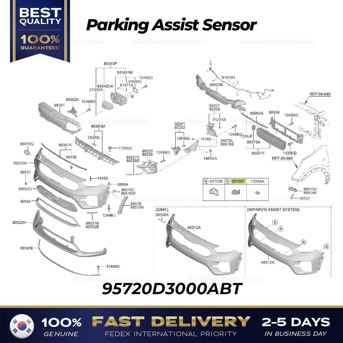Genuine Parking Assist Sensor 95720D3000ABT for Kia Cadenza Niro