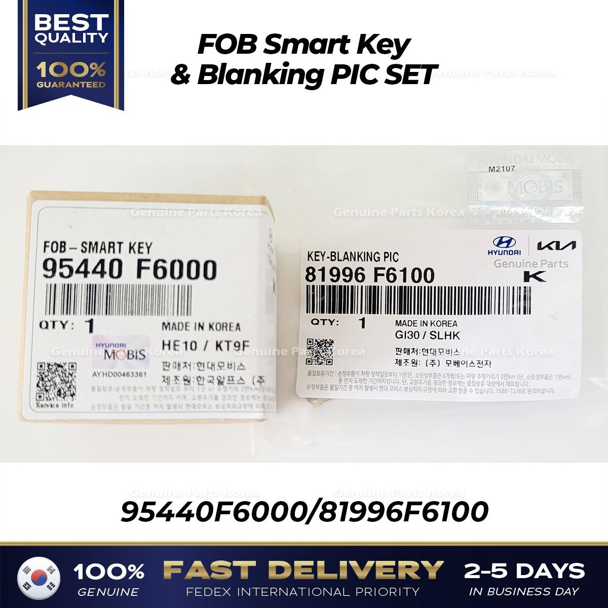 Genuine FOB Smart Key & Blanking PIC SET 95440F6000 for Kia Cadenza