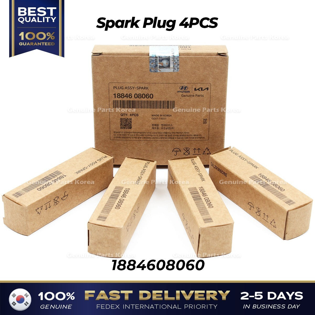 Genuine Spark Plug 4PCS 1884608060 for Hyundai Veloster Kia Forte