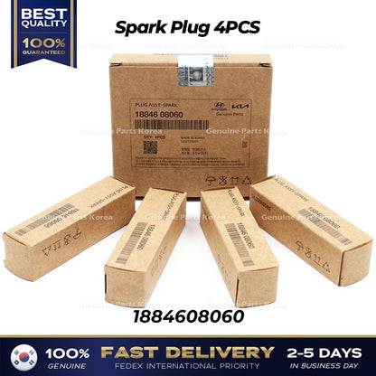 Genuine Spark Plug 4PCS 1884608060 for Hyundai Veloster Kia Forte