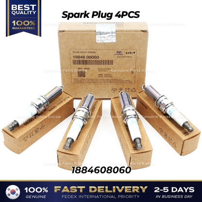Genuine Spark Plug 4PCS 1884608060 for Hyundai Veloster Kia Forte