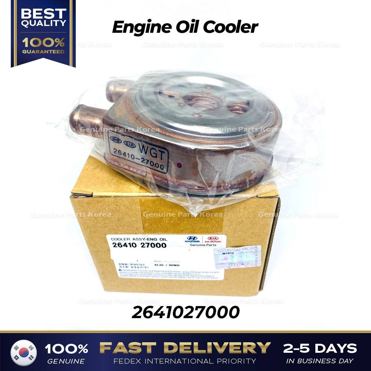 Genuine Engine Oil Cooler 2641027000 for Hyundai Tuscon Santa Fe Kia Sportage