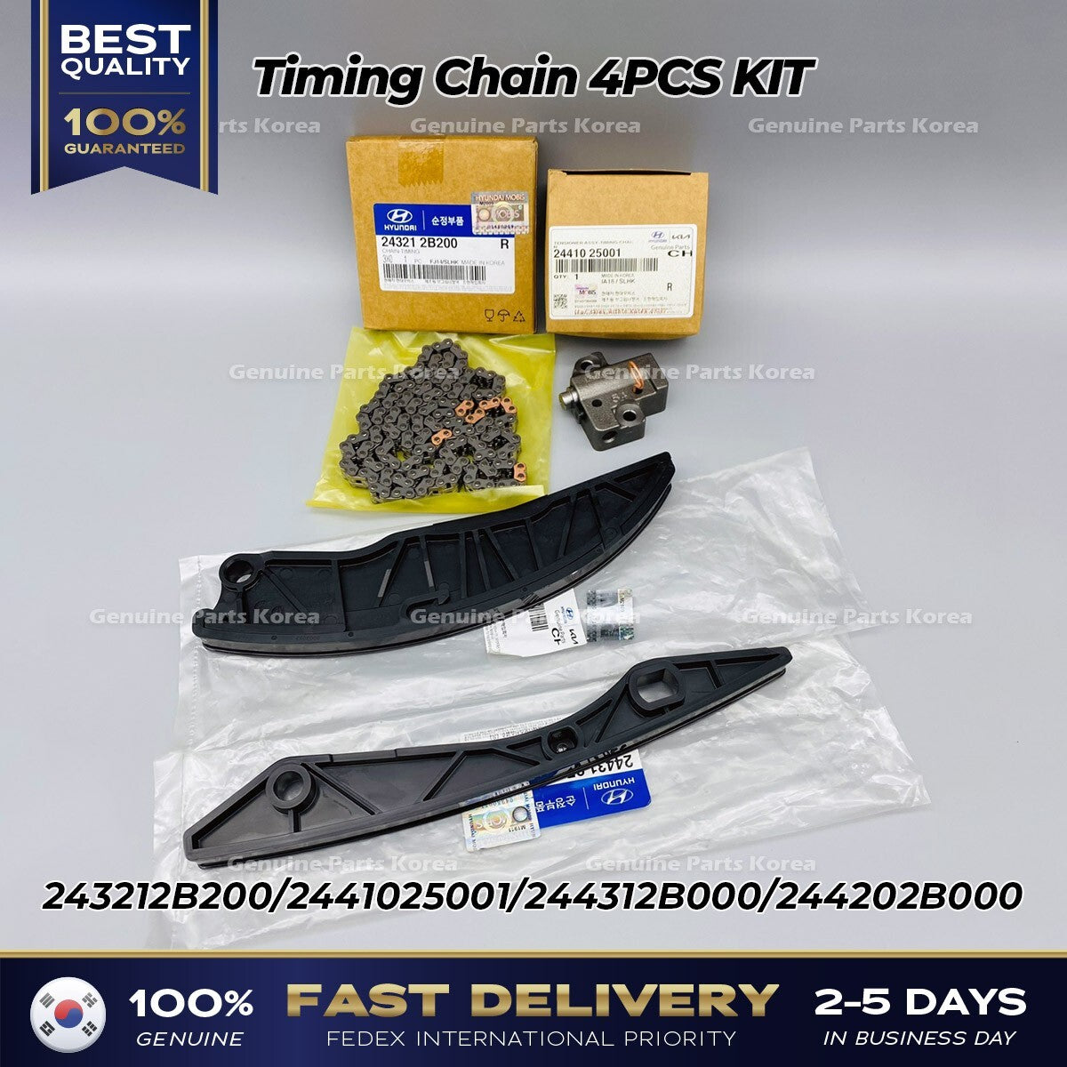 Genuine Timing Chain 4PCS KIT for Hyundai Accent Elantra Kia Rio Forte