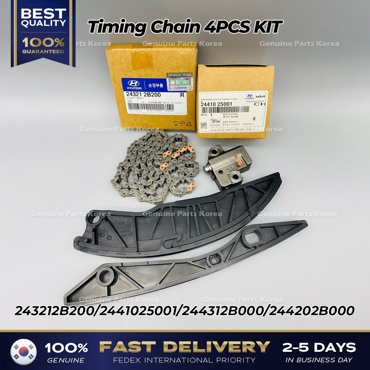 Genuine Timing Chain 4PCS KIT for Hyundai Accent Elantra Kia Rio Forte