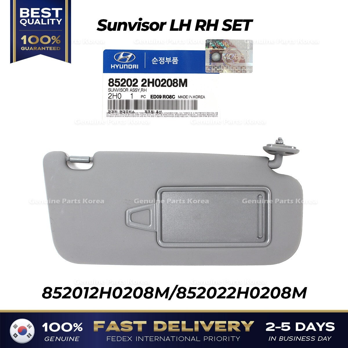 Genuine Sunvisor LH RH SET 852012H0208M 852022H0208M for Hyundai Elantra