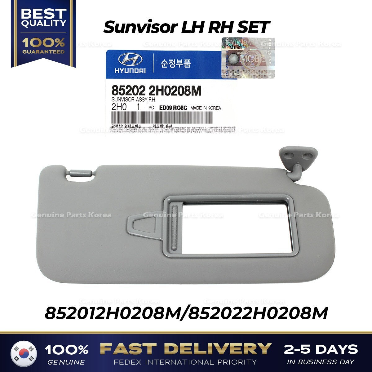 Genuine Sunvisor LH RH SET 852012H0208M 852022H0208M for Hyundai Elantra