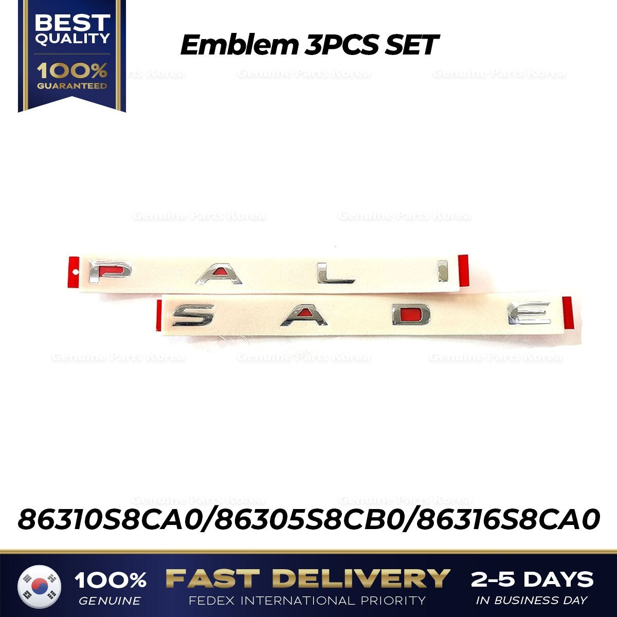 Genuine Emblem 3PCS SET for Hyundai Palisade LX2 Black edition