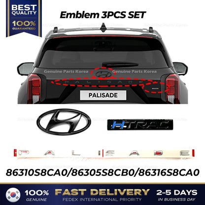 Genuine Emblem 3PCS SET for Hyundai Palisade LX2 Black edition