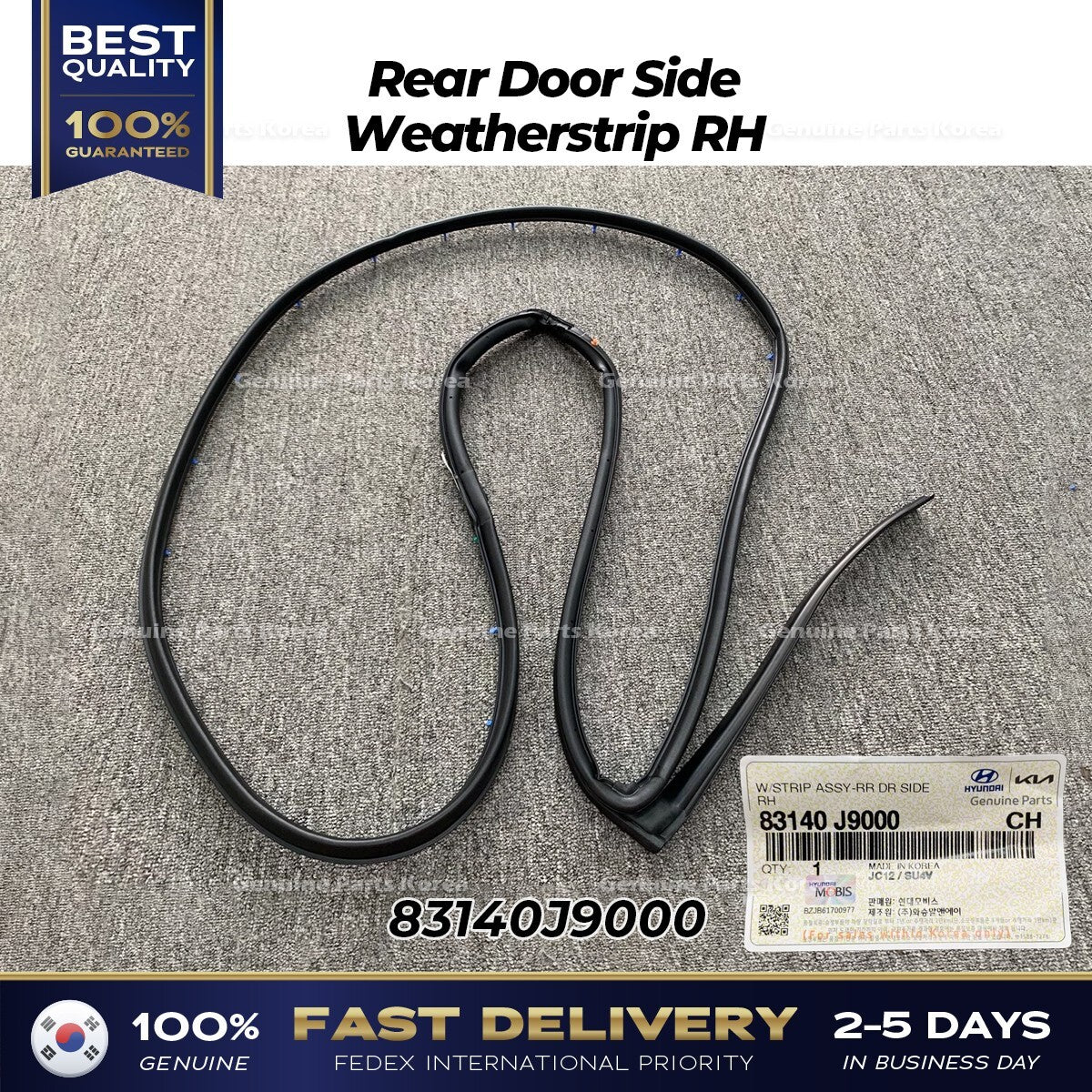Genuine Rear Door Side Weatherstrip RH 83140J9000 for Hyundai Kona