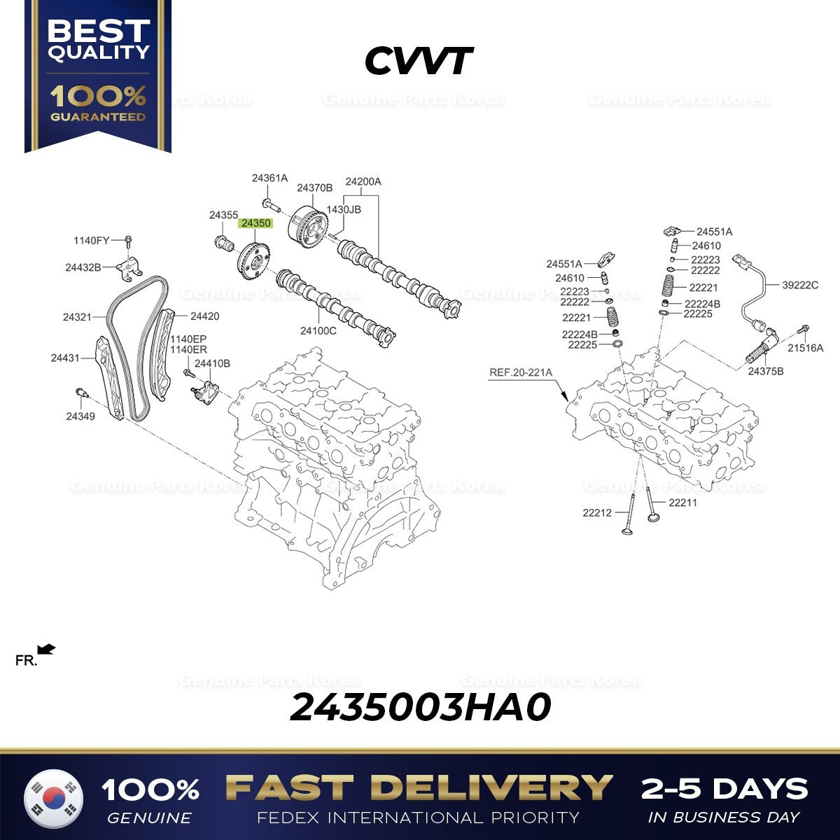 Genuine CVVT 2435003HA0 for Hyundai Elantra Ioniq Kia Niro