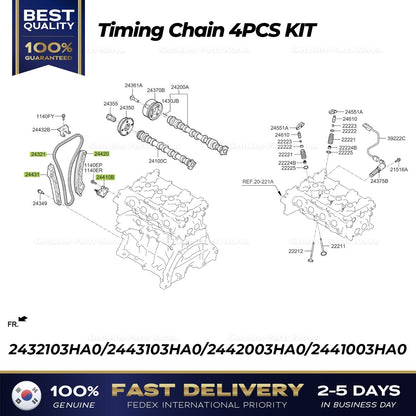 Genuine Timing Chain 4PCS KIT 2432103HA0 for Hyundai Elantra Ioniq Kia Niro