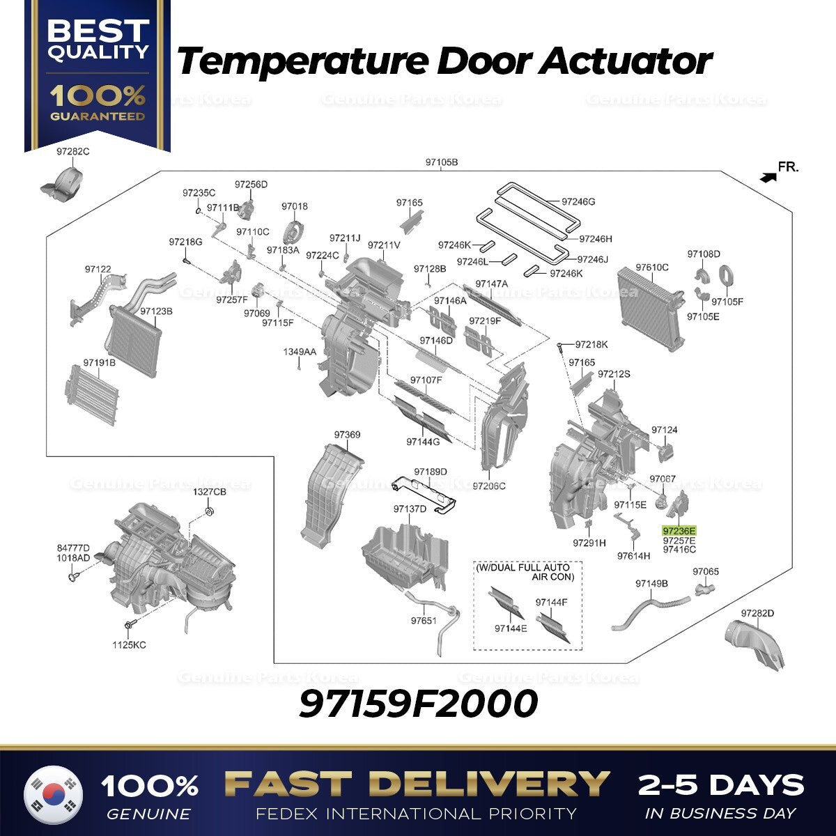 Genuine Temperature Door Actuator 97159F2000 for Hyundai Elantra Kia Forte