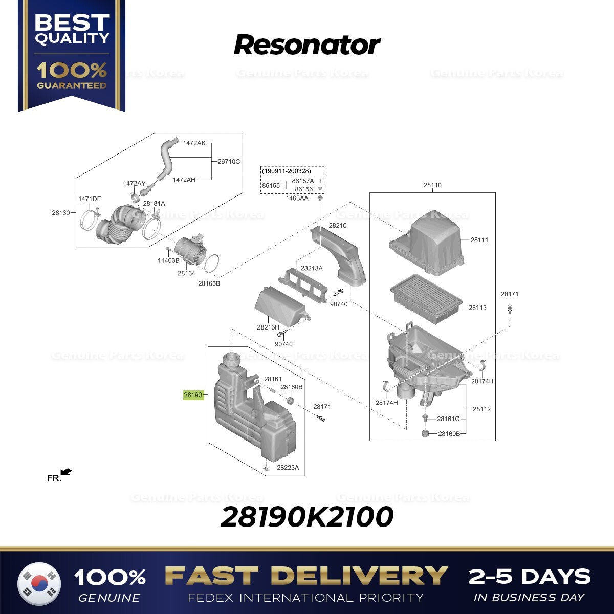 Genuine Resonator 28190K2100 for Hyundai Venue