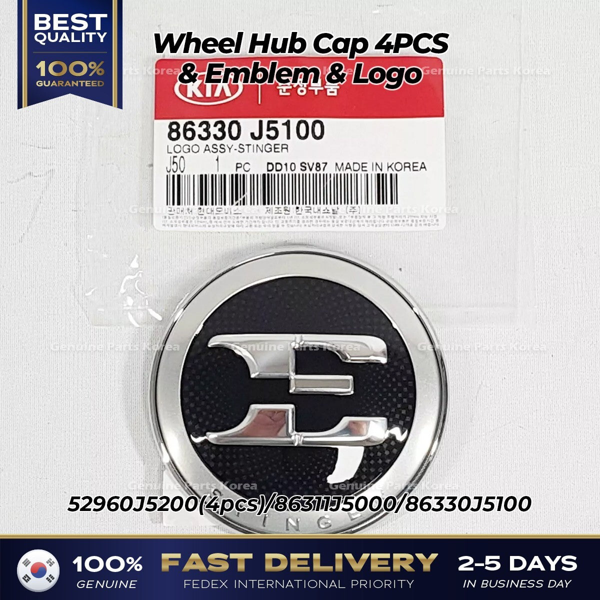 Genuine Wheel Hub Cap 4PCS & Emblem & Logo for Kia Stinger