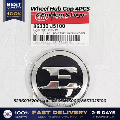 Genuine Wheel Hub Cap 4PCS & Emblem & Logo for Kia Stinger