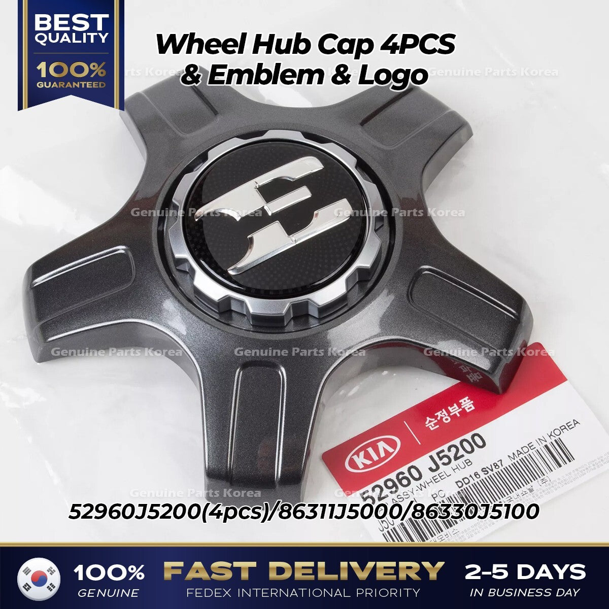 Genuine Wheel Hub Cap 4PCS & Emblem & Logo for Kia Stinger