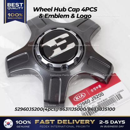 Genuine Wheel Hub Cap 4PCS & Emblem & Logo for Kia Stinger