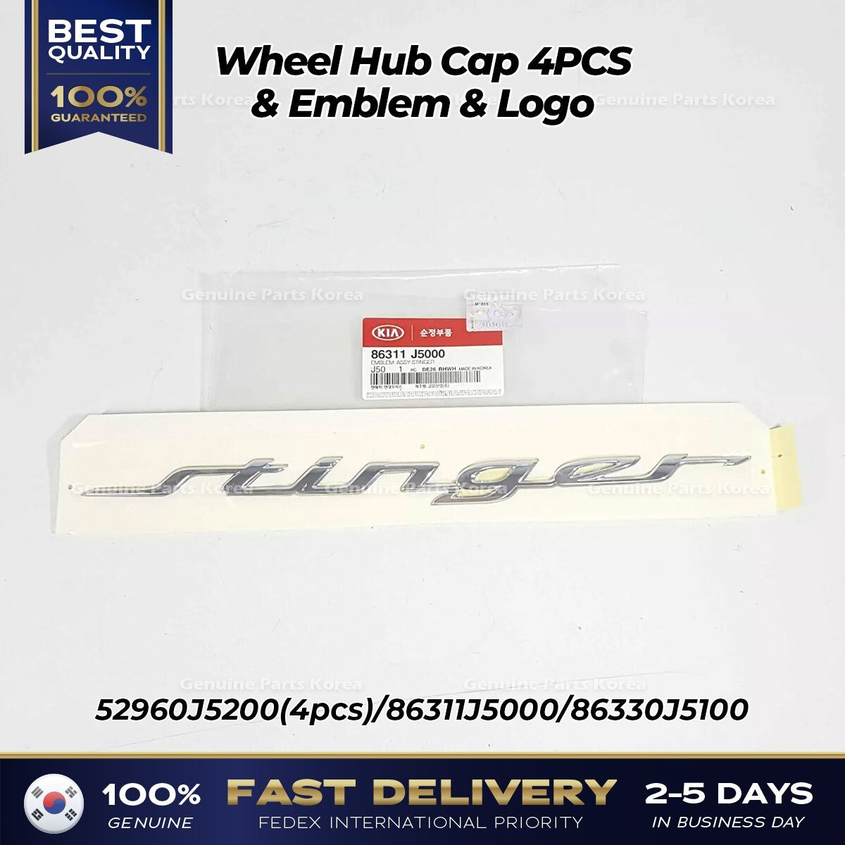 Genuine Wheel Hub Cap 4PCS & Emblem & Logo for Kia Stinger