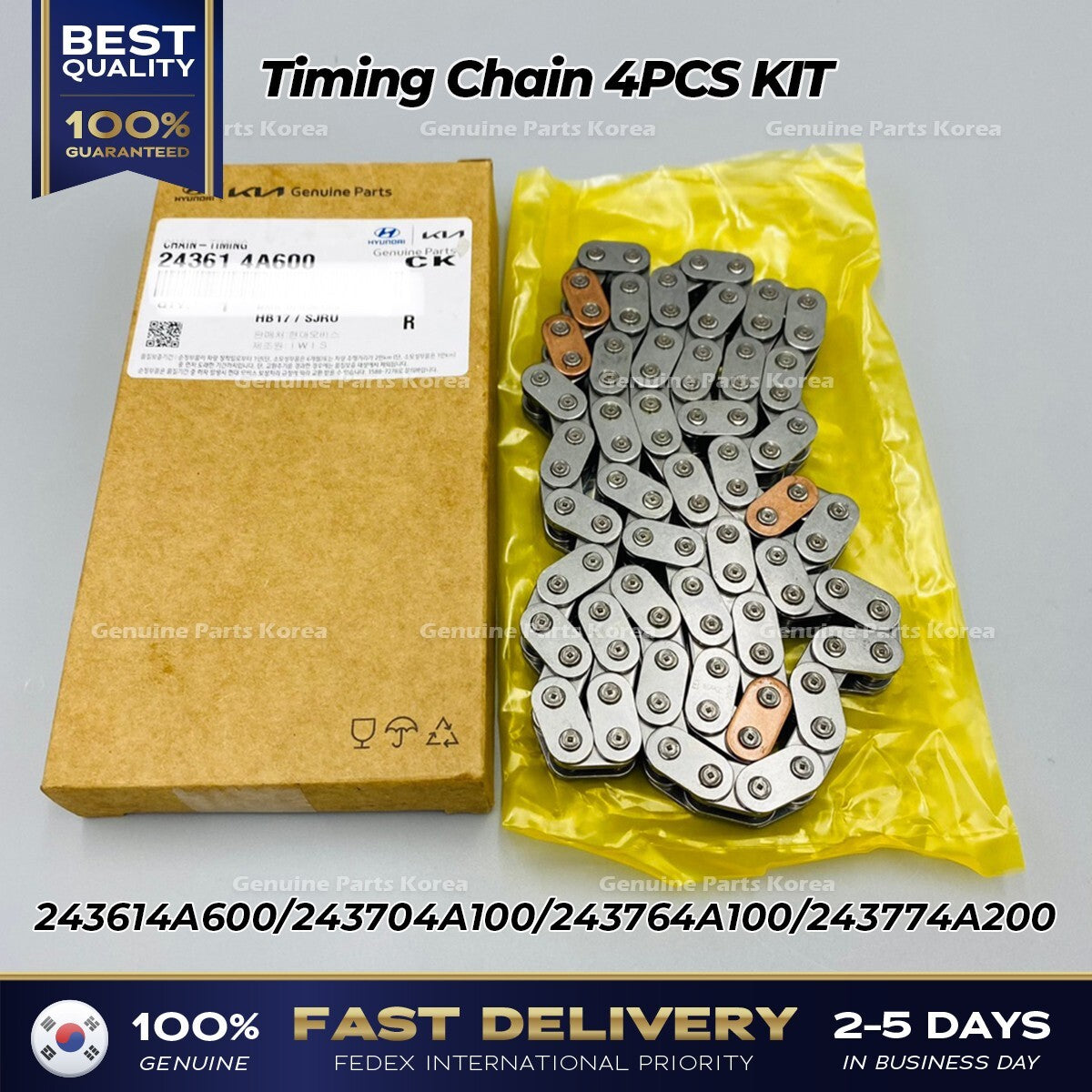 Genuine Timing Chain 4PCS KIT 243614A600 for Hyundai H100 Kia K2500