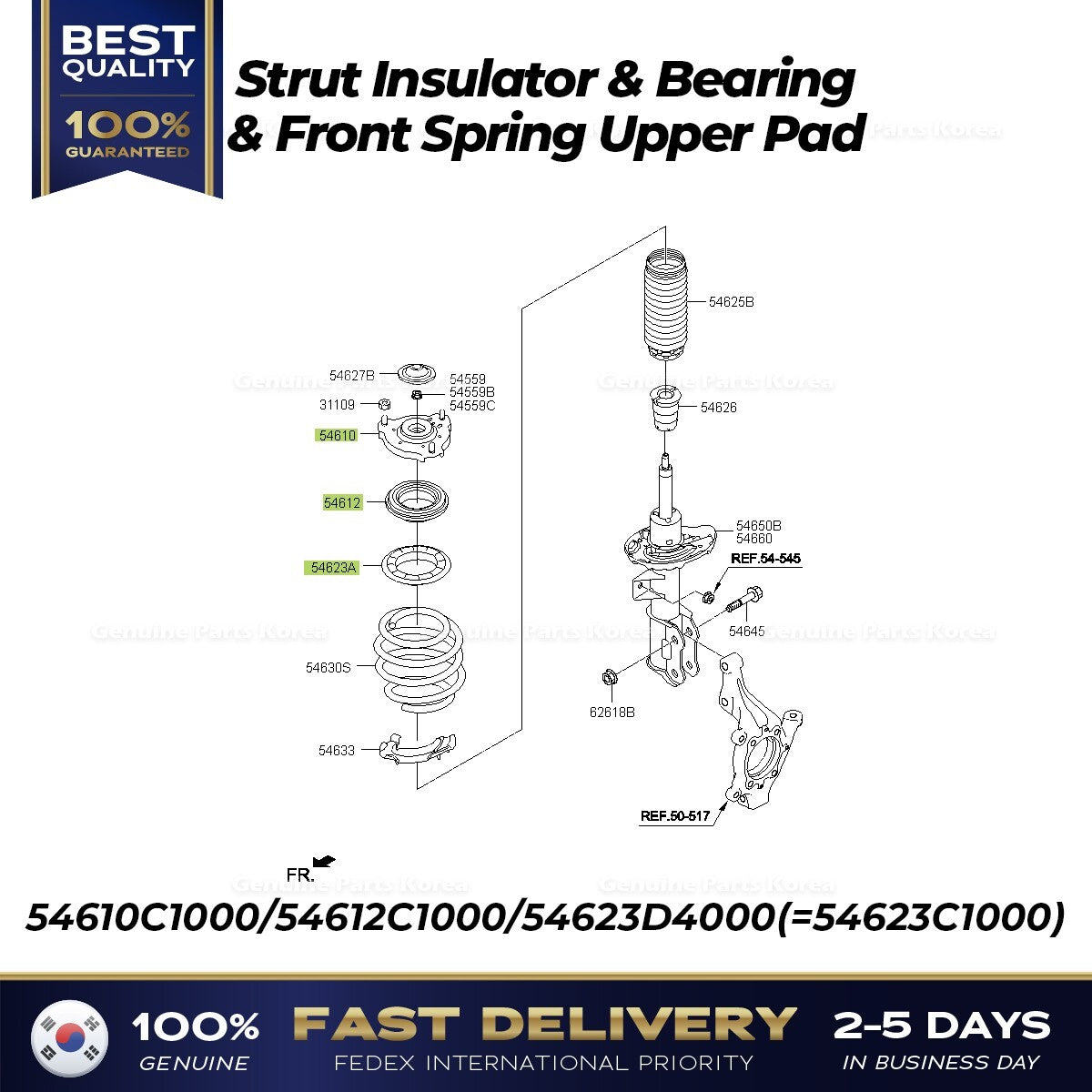 Genuine Strut Insulator & Bearing & Front Spring Upper Pad for Hyundai Sonata