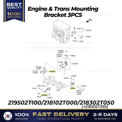 Genuine Engine & Trans Mounting 3PCS for Hyundai Sonata Kia Optima