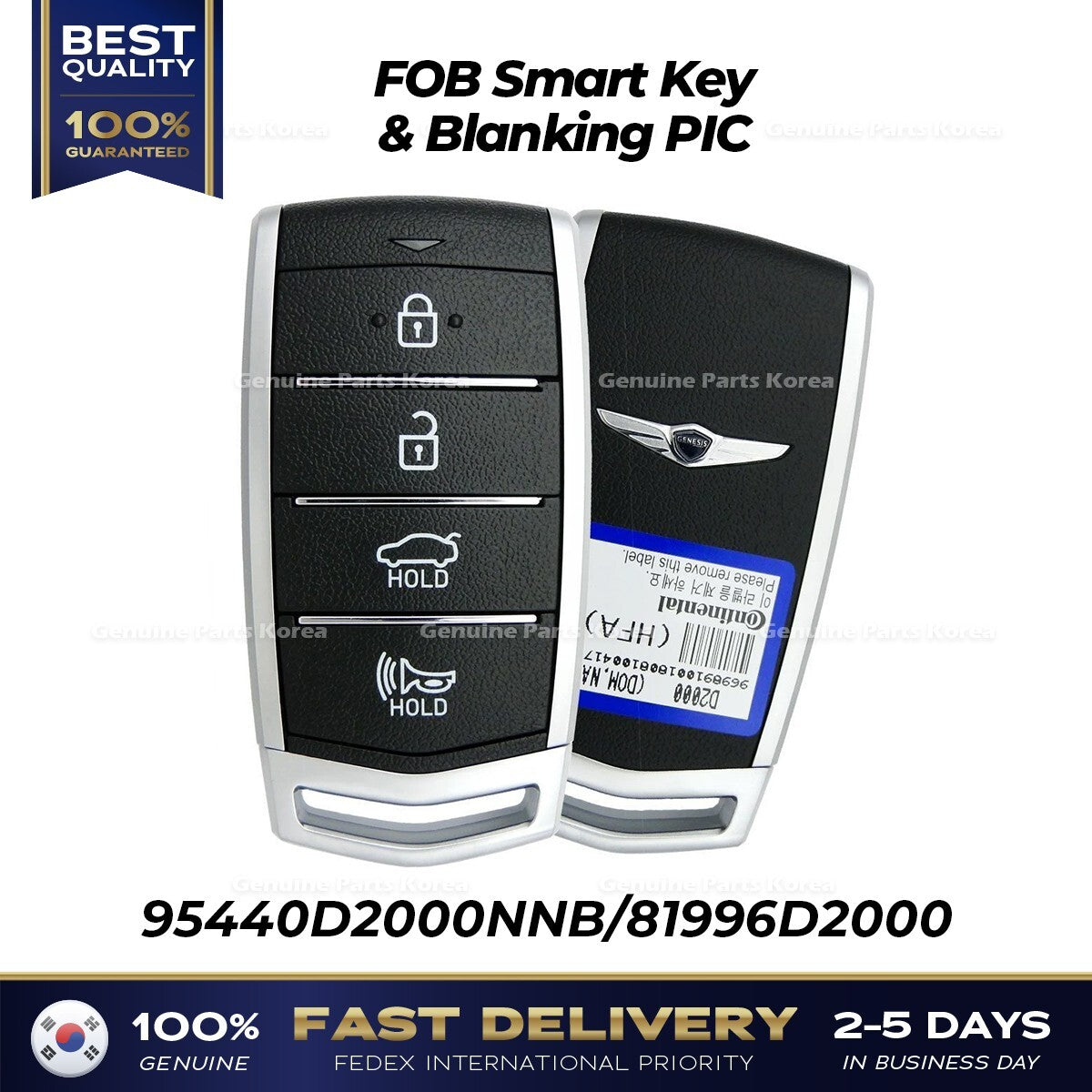Genuine FOB Smart Key & Blanking PIC 95440D2000NNB for Hyundai Genesis G90